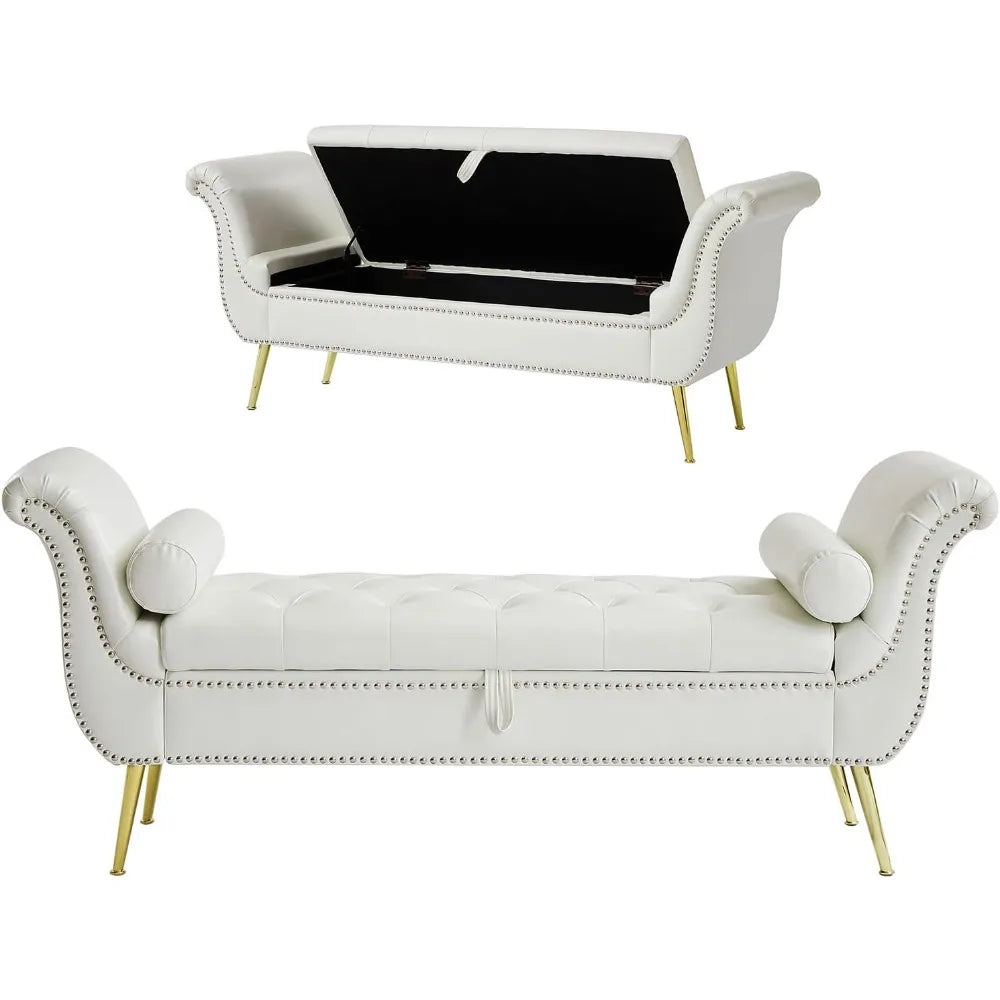 Ljustra PU Leather Storage Ottoman Bench 66.53" Modern End of Bed