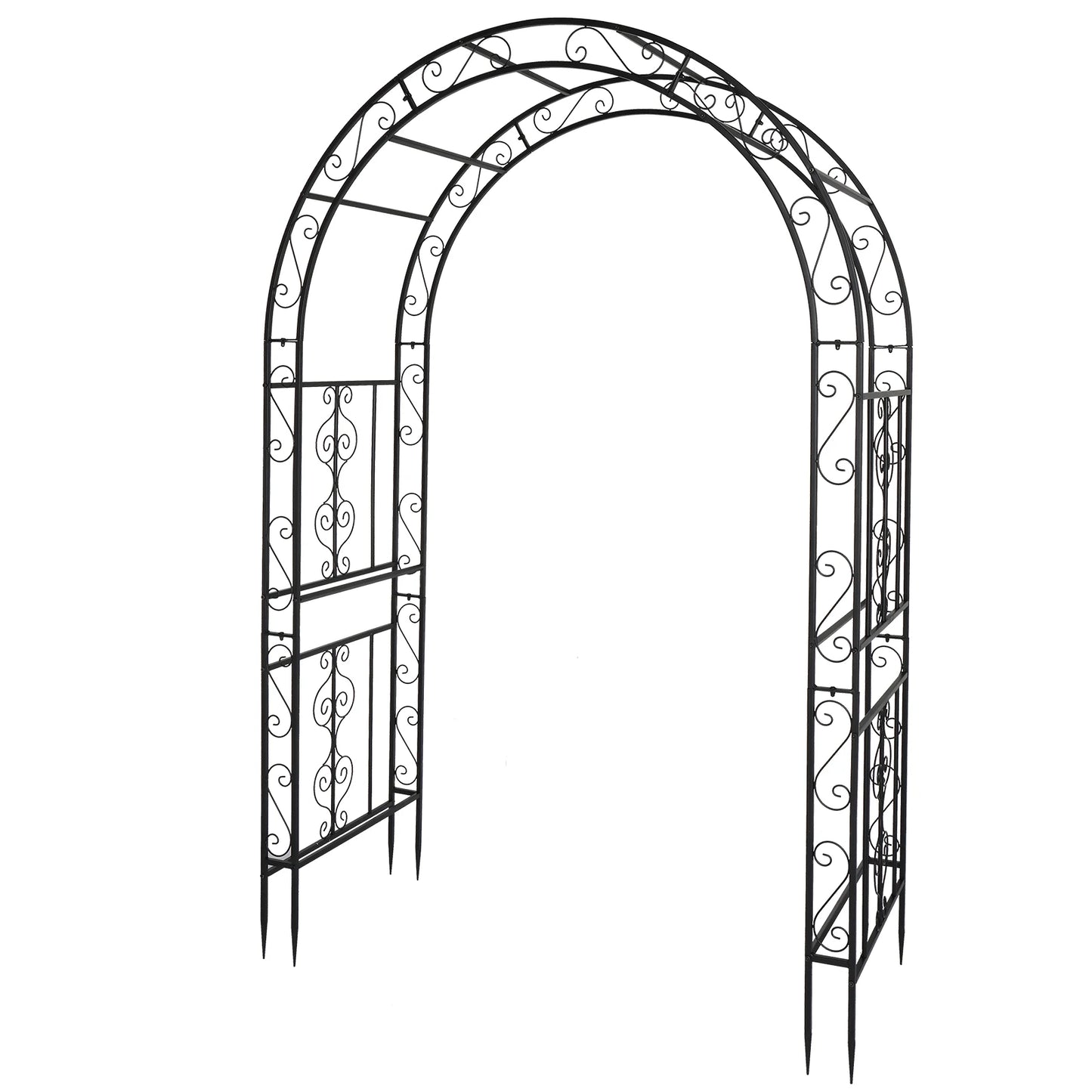 Double Layer Iron Art Arc Top Garden Arch Trellis 134x59x213cm