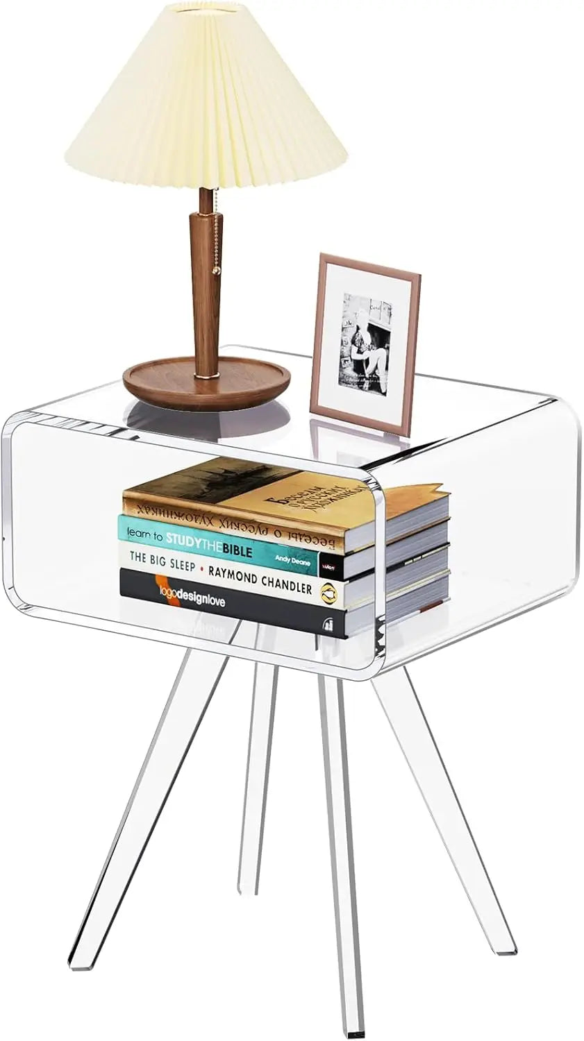 Acrylic Side Table Modern Nightstand for Bedroom Furniture 16.1'' x 11.8'' x 19.7''