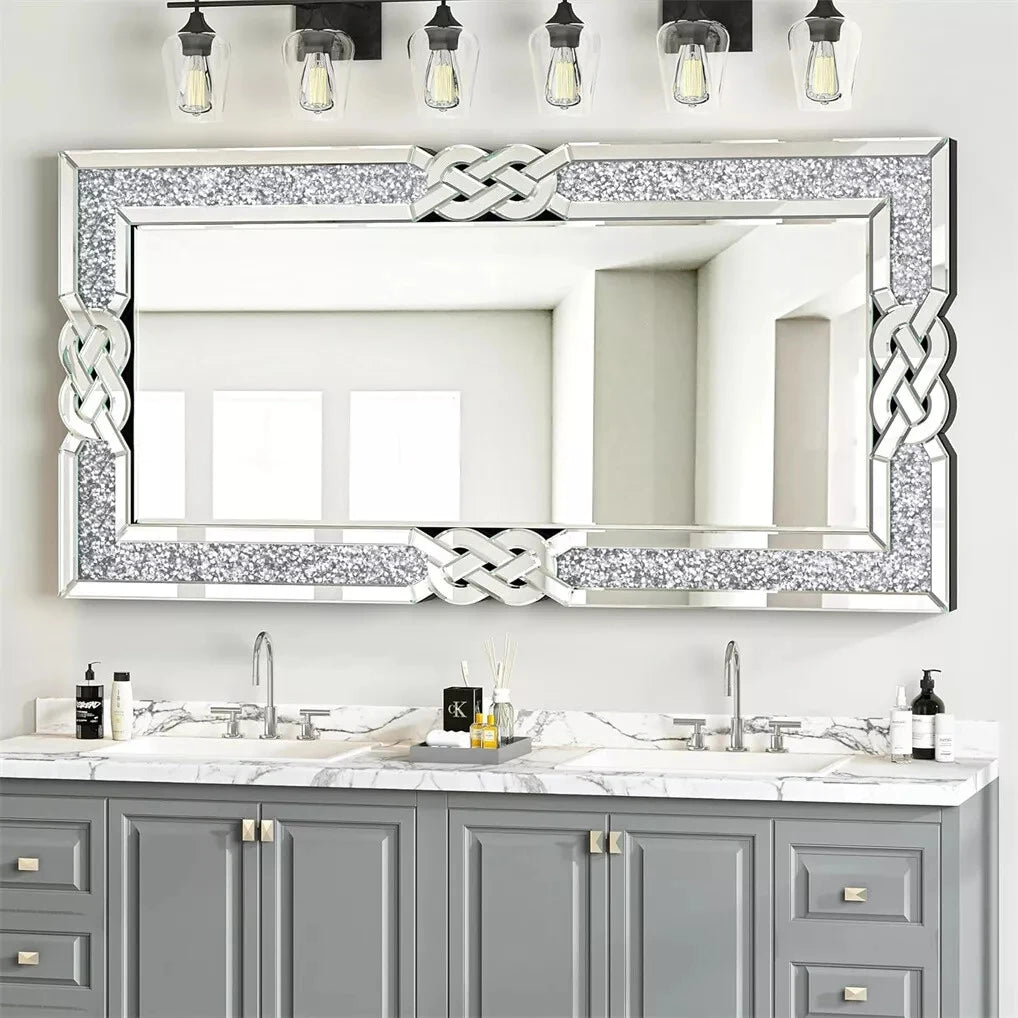 Ljustra Crushed Diamond Rectangular Wall Mirror Glam Decor