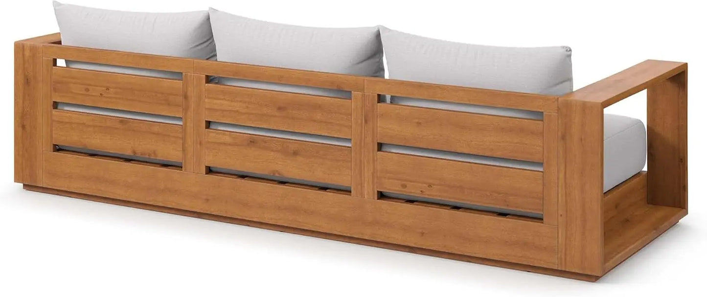 Tahoe Acacia Wood Outdoor Patio Sofa Weather-Resistant Cushions