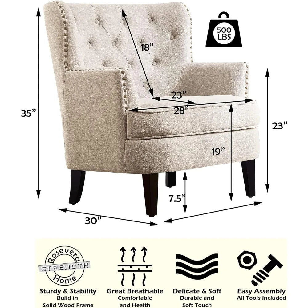 Accent Chair Ottoman Set Mid-Century Modern Upholstered Living Room Chair