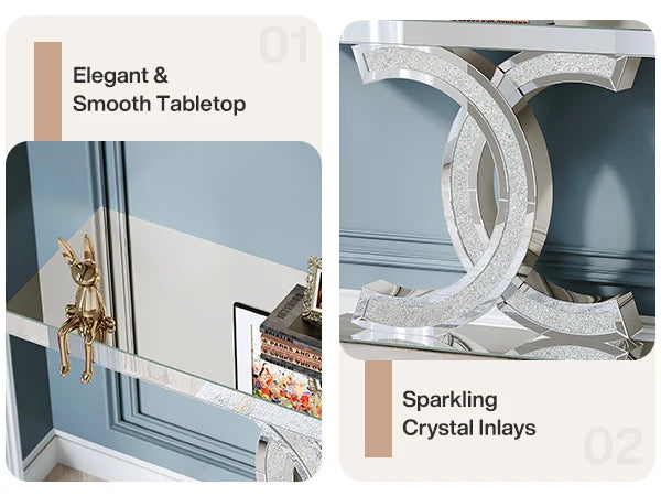 Ljustra Modern 39-Inch Console Table Faux Marble Gold Metal Legs