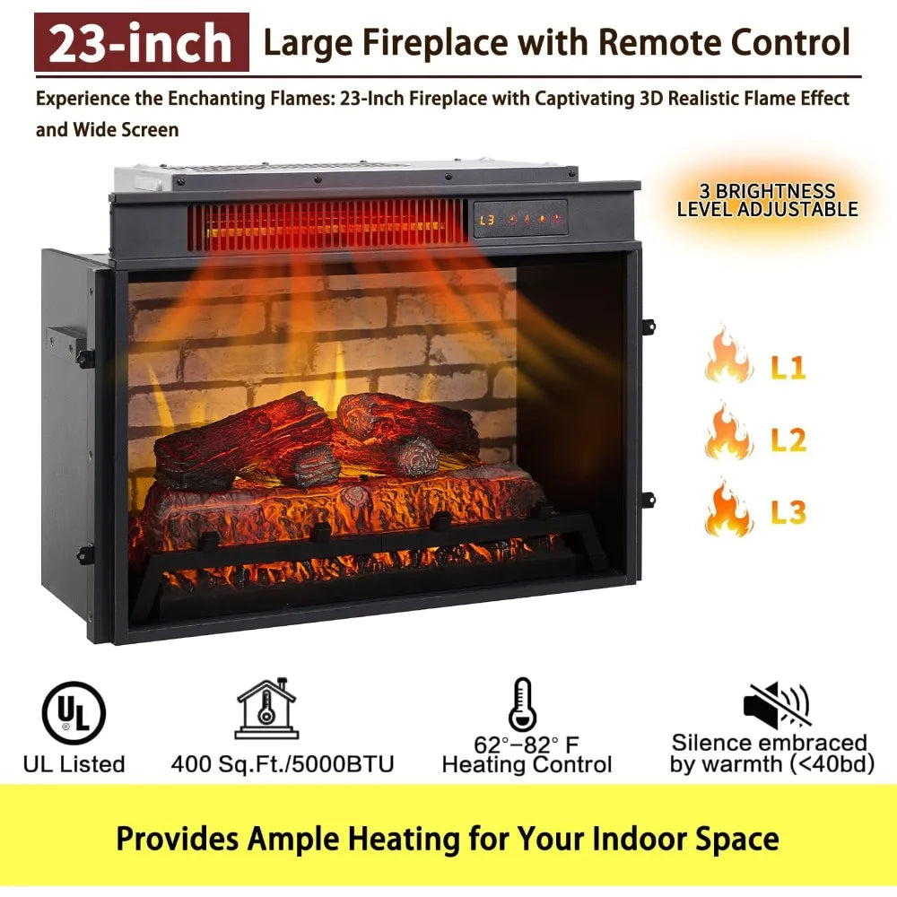 42 Inch Electric Fireplace Mantel TV Stand Farmhouse Heater Remote Control