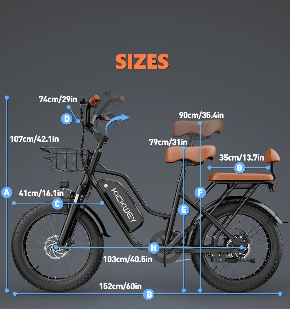 Kickwey LD20 Electric Bike 1500W Motor 20x4 Fat Tire E-bike