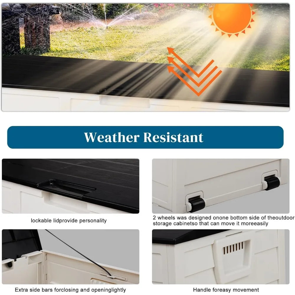 Ljustra 75 Gallon Outdoor Storage Box Waterproof Deck Box with Wheels