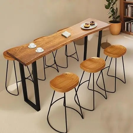 Counter Height Narrow Bar Table for Small Spaces Pub Sturdy Metal Frame