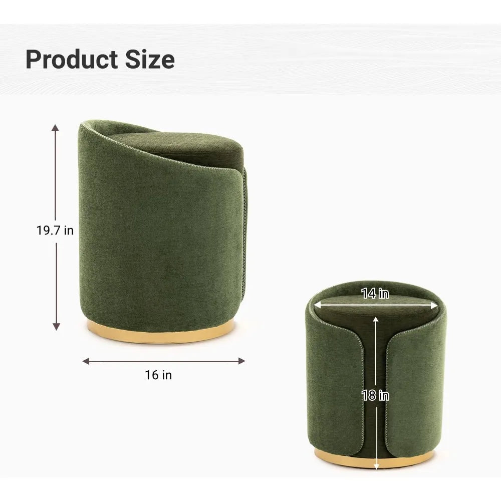 Swivel Vanity Stool Gold Base Modern Round Makeup Vanity Chair