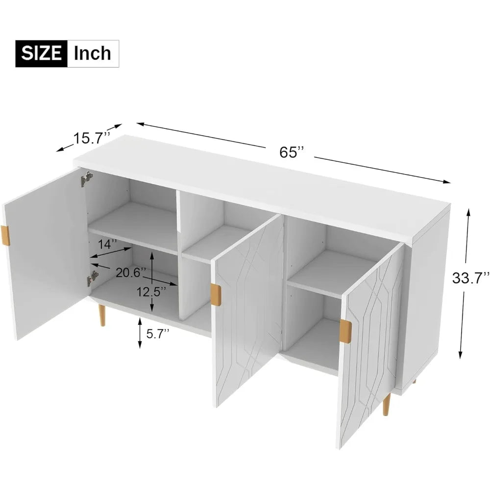 Modern Wooden TV Stand for 70-inch TVs Storage Buffet Console Table