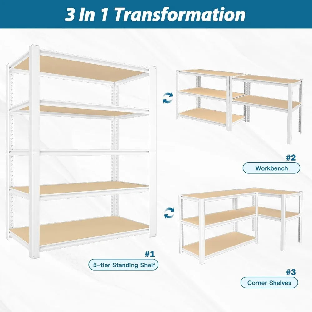 28x12x59 Closet Storage Shelves 5 Tier Heavy Duty Adjustable Garage Shelving