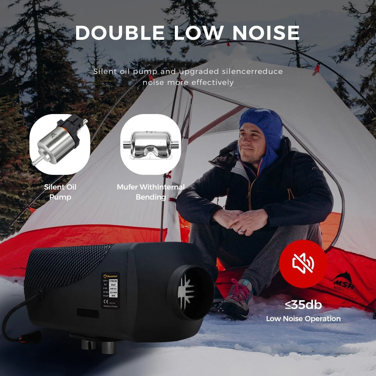 8KW Portable Diesel Air Heater 12V 24V Bluetooth Low Noise LCD Control