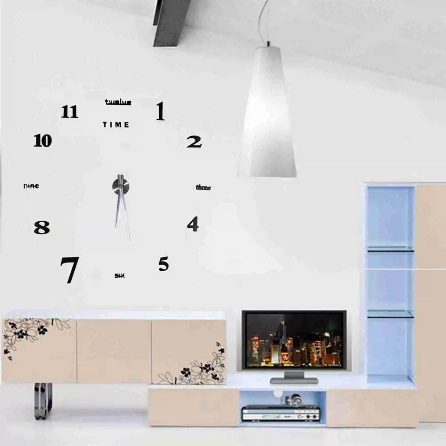 Modern DIY Large Wall Clock Kit 3D Mirror Surface Home Office Decor