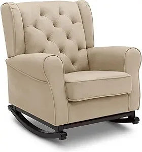 Emma Upholstered Rocking Chair Wood Living Room Furniture Modern Style