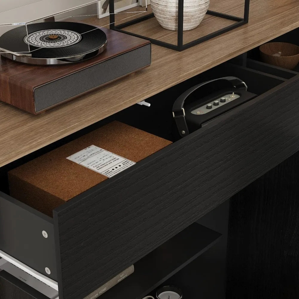 59 Inch Farmhouse Sideboard Buffet Cabinet with 4 Doors and Storage