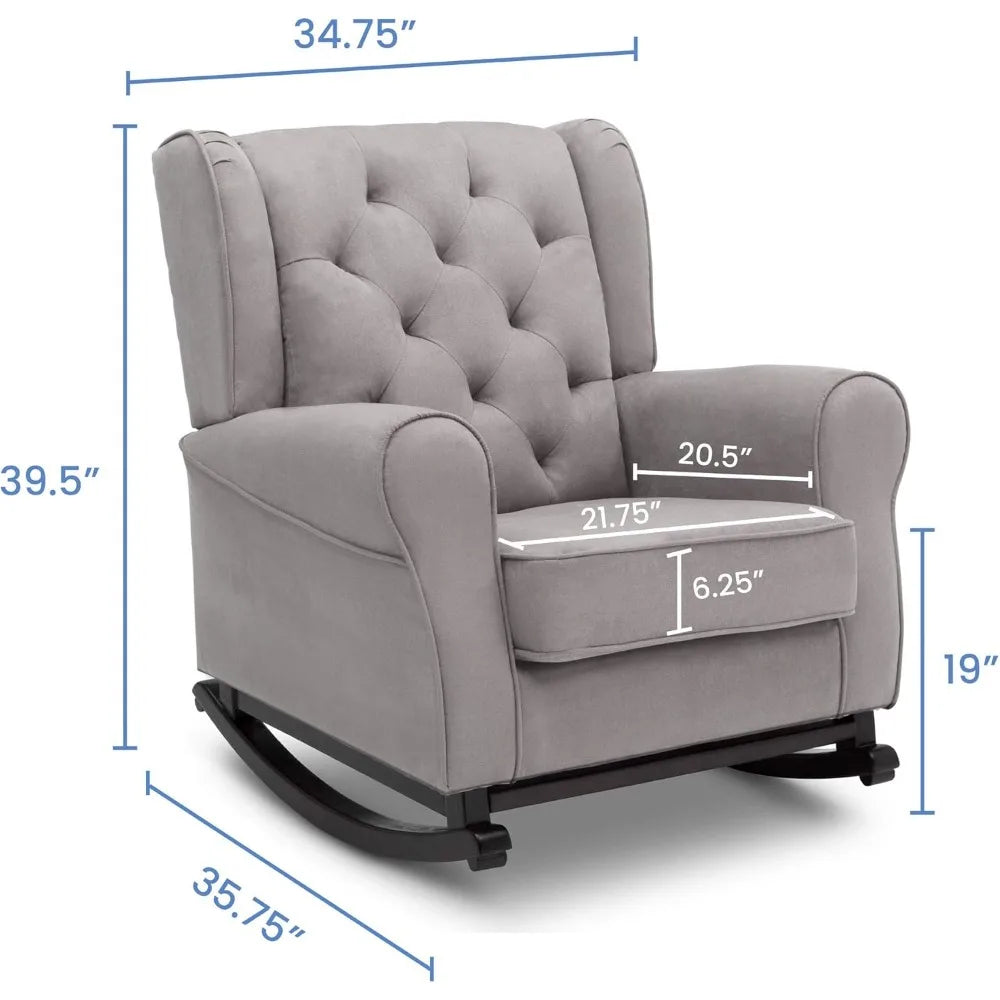 Emma Upholstered Rocking Chair Wood Living Room Furniture Modern Style