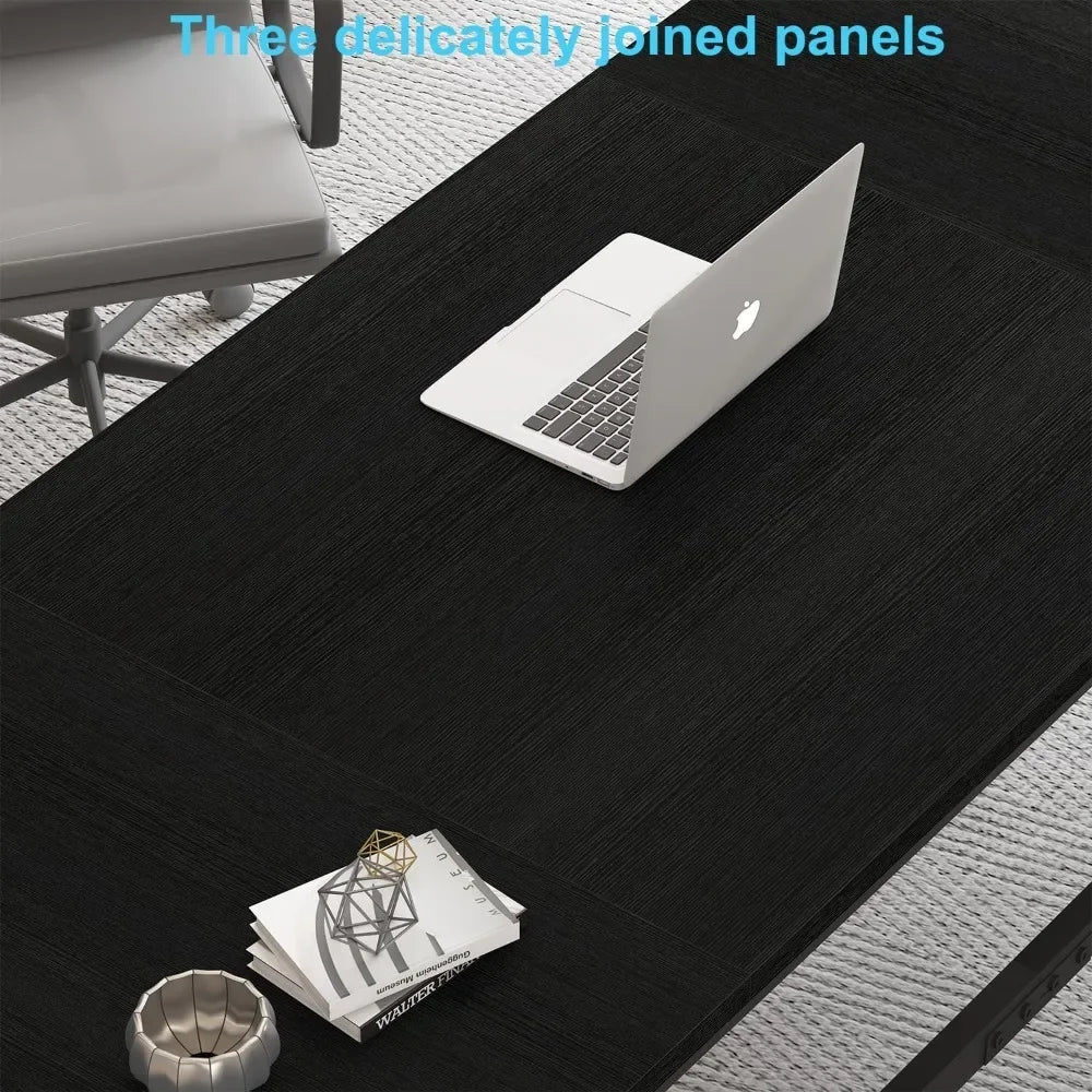 Large Metal Wood Computer Desk for 2 Monitors 70 Inch Home Office