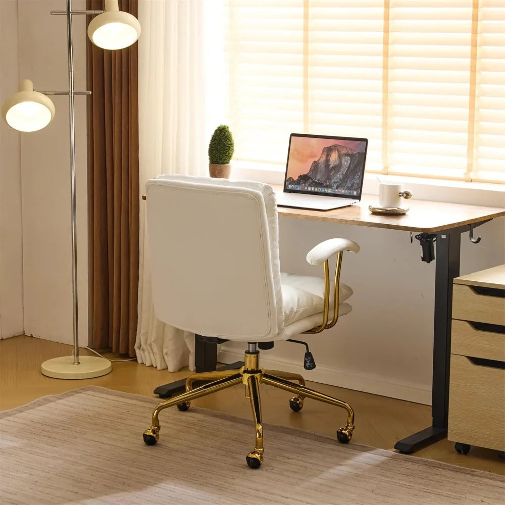 Comfortable Home Office Desk Chair with Wheels and Removable Armrests