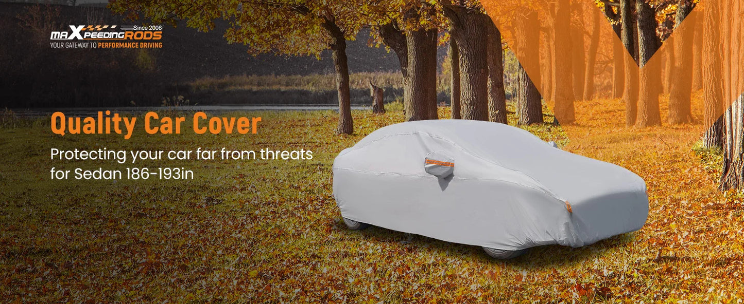 White Full Car Cover Waterproof Dustproof Outdoor Indoor Sedan Accessories