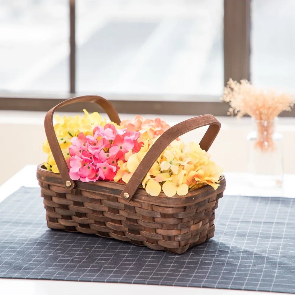 Woodchip Storage Basket with Handles Decorative Gift Basket Organizer