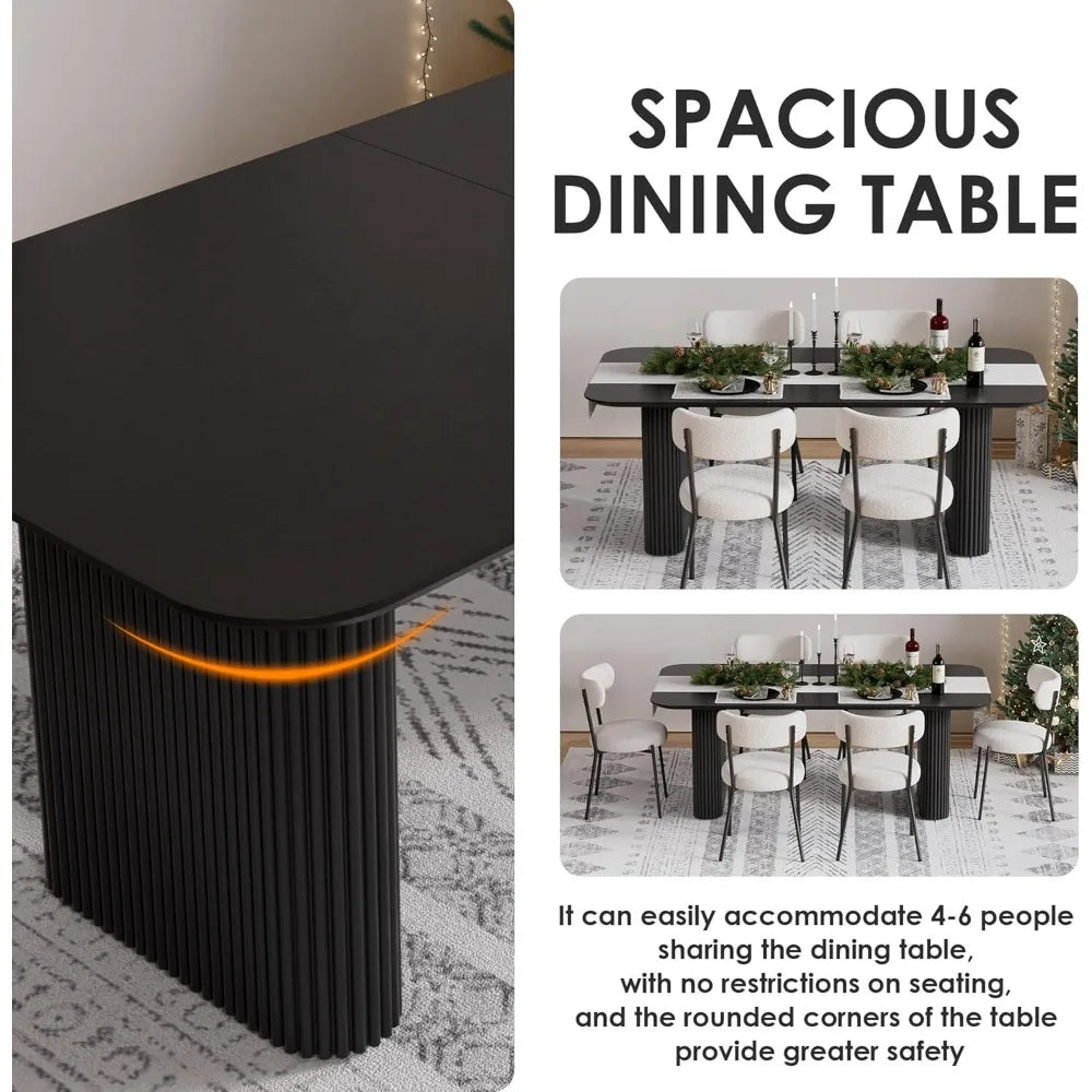 Modern Oval Dining Table Easy to Assemble Minimalist Accent Furniture