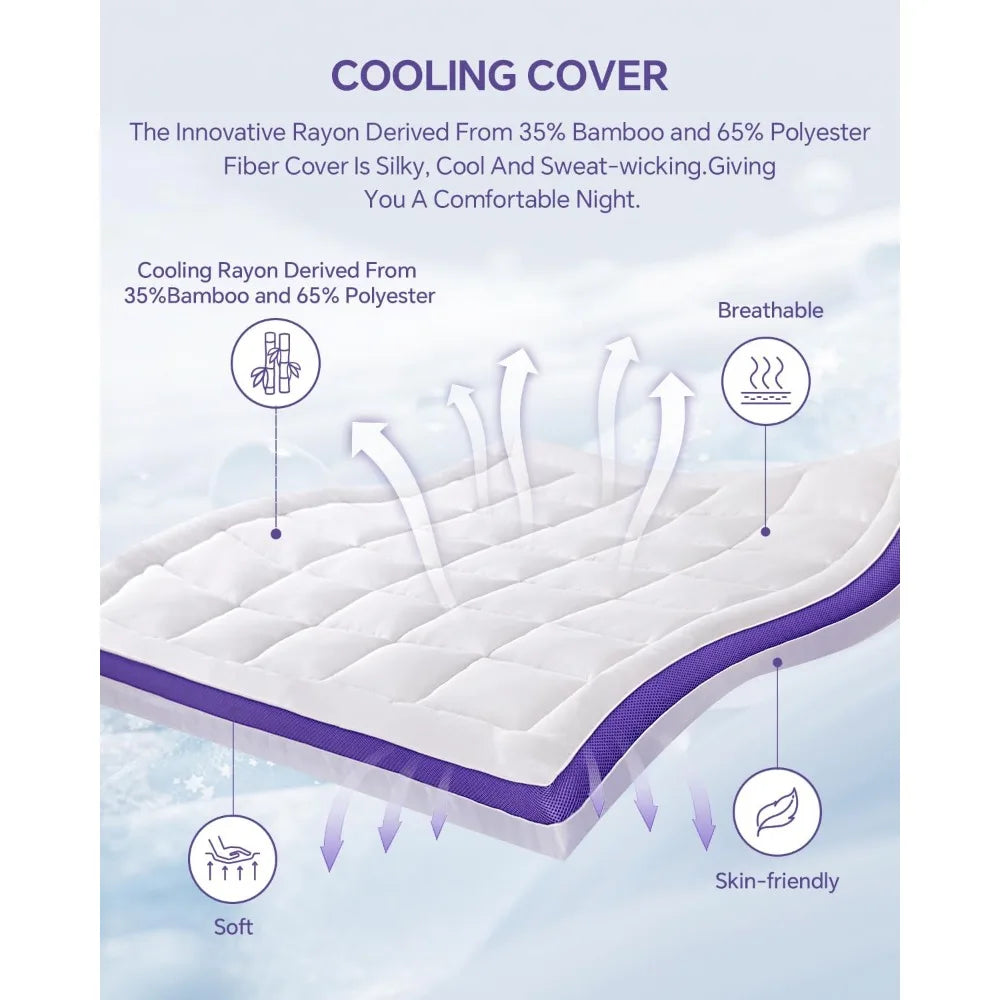 Ljustra Dual Layer Memory Foam Mattress Topper Queen 4 Inch Cooling