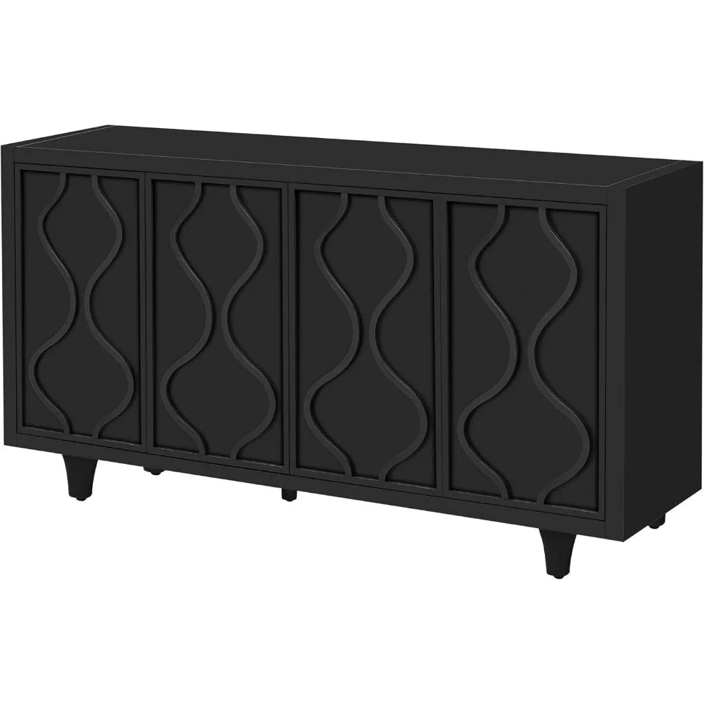 60 Inch Mid Century Modern Sideboard Buffet Storage Cabinet Adjustable Shelves