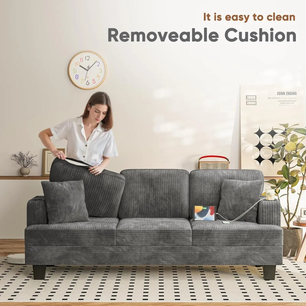 Ljustra 83 Inch Comfy Sofa Couch with USB Type-C Port 3 Seater