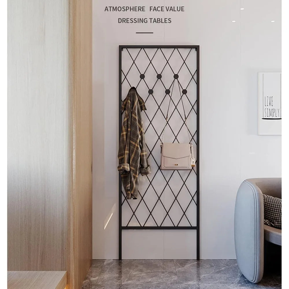 Simple Metal Coat Stand Corner Garment Rack Entryway Storage Organizer