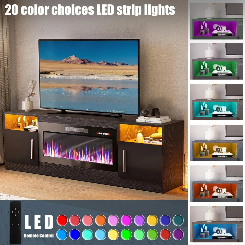 Ljustra 36 Inch Electric Fireplace TV Stand for 80 Inch TVs Modern Design