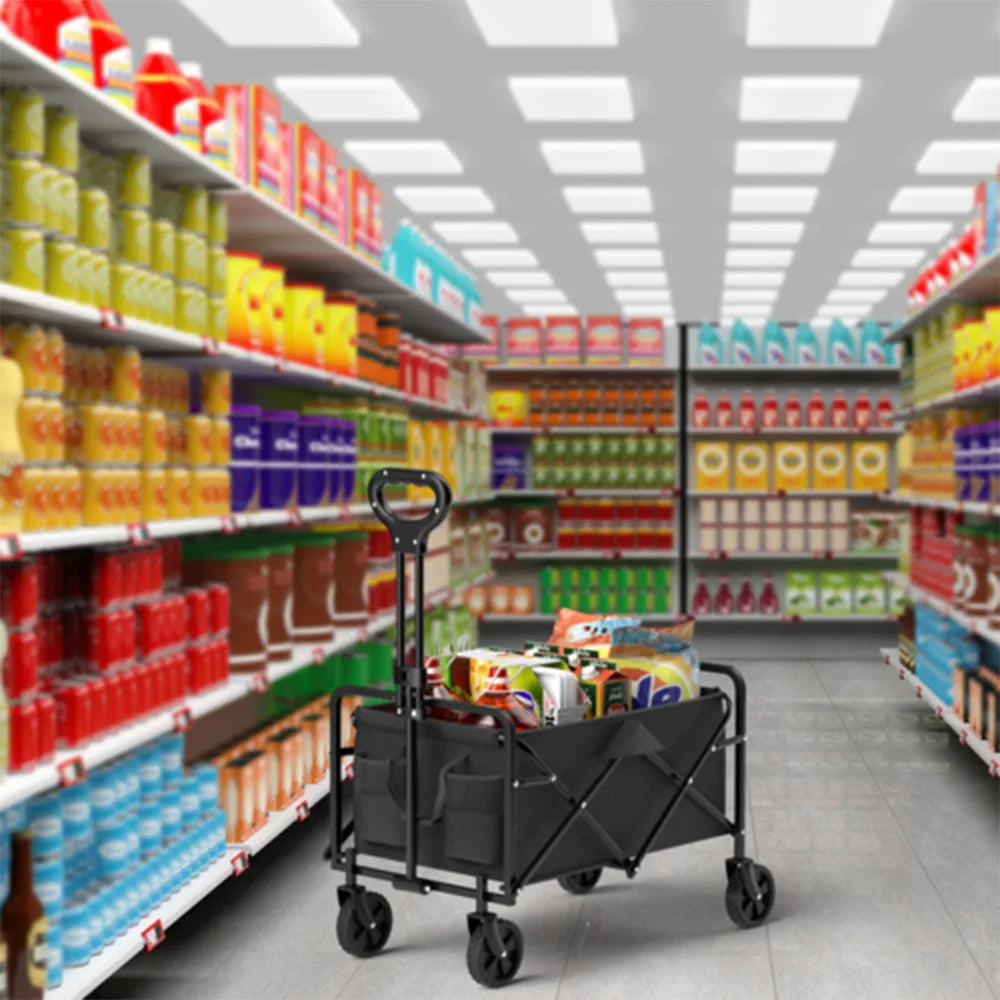 Foldable Garden Wagon Cart Portable Multi-function Trolley for Outdoor Use