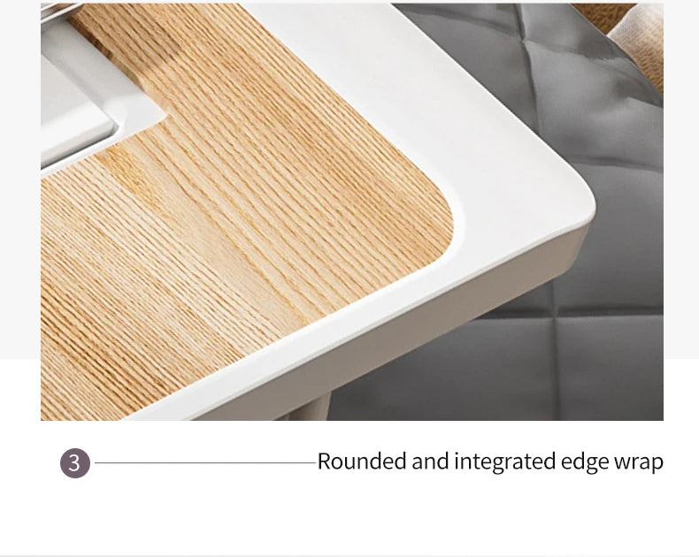 Foldable Laptop Bed Desk Portable Adjustable Height Wooden Surface