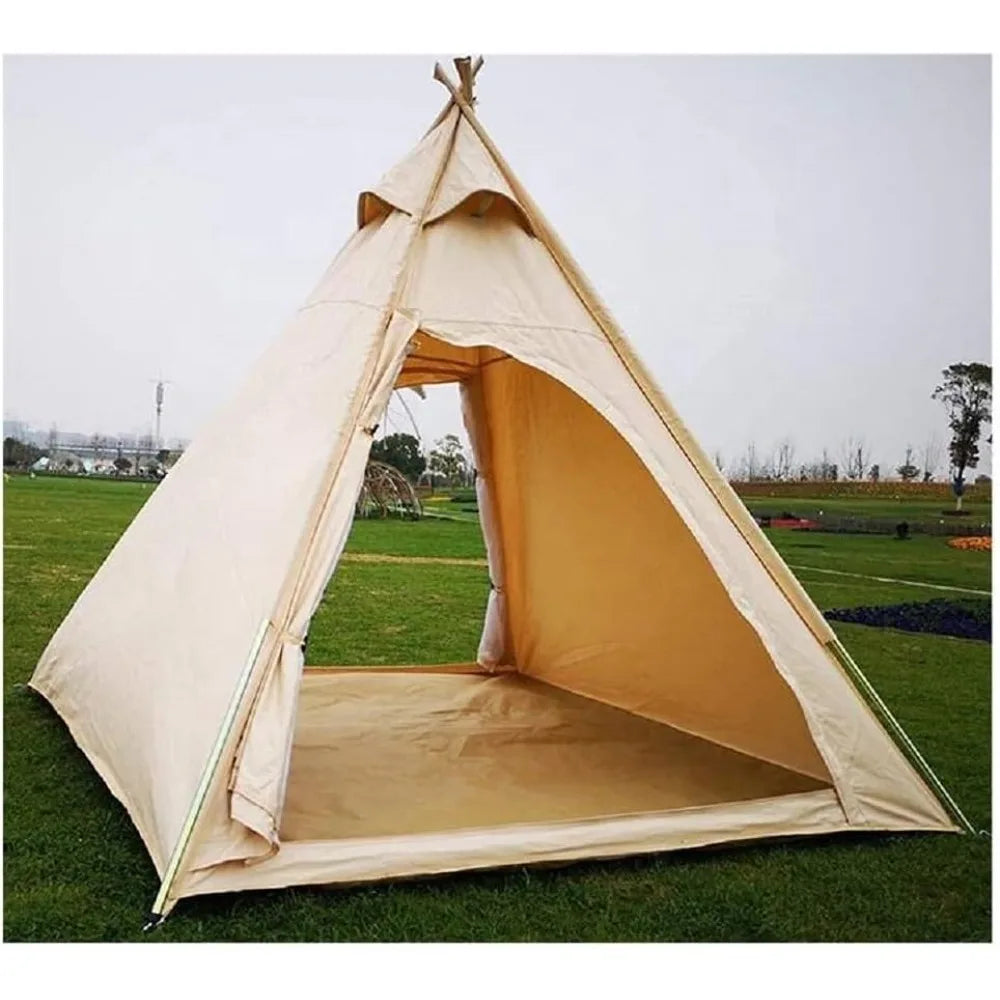 7x7x6.5 Outdoor Cotton Canvas 2-3 Person Bell Teepee Tent Camping