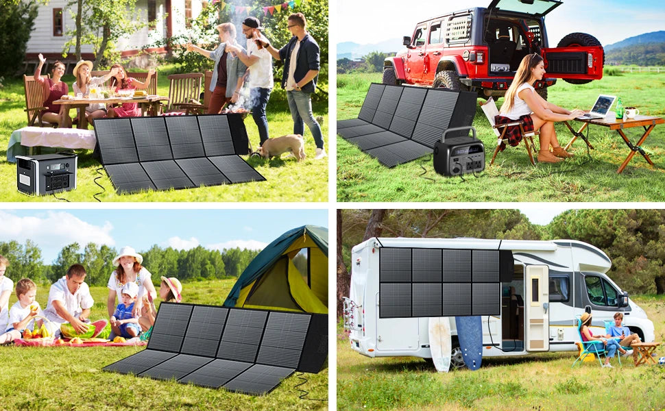 Portable Power Station 2400W 2048Wh Solar Panel RV Camping Generator
