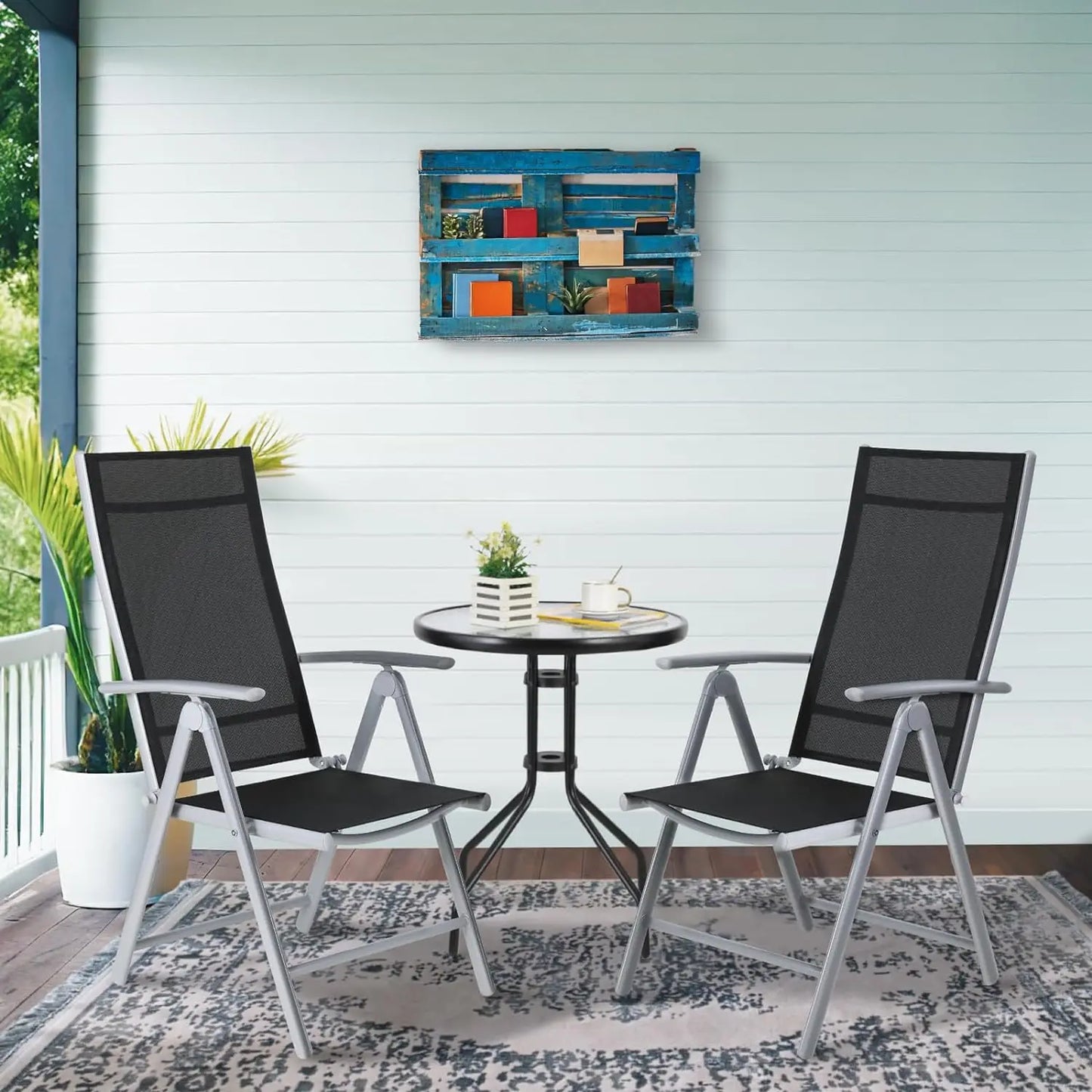 2PCS Adjustable Foldable Lounge Chairs Outdoor Lightweight Aluminum