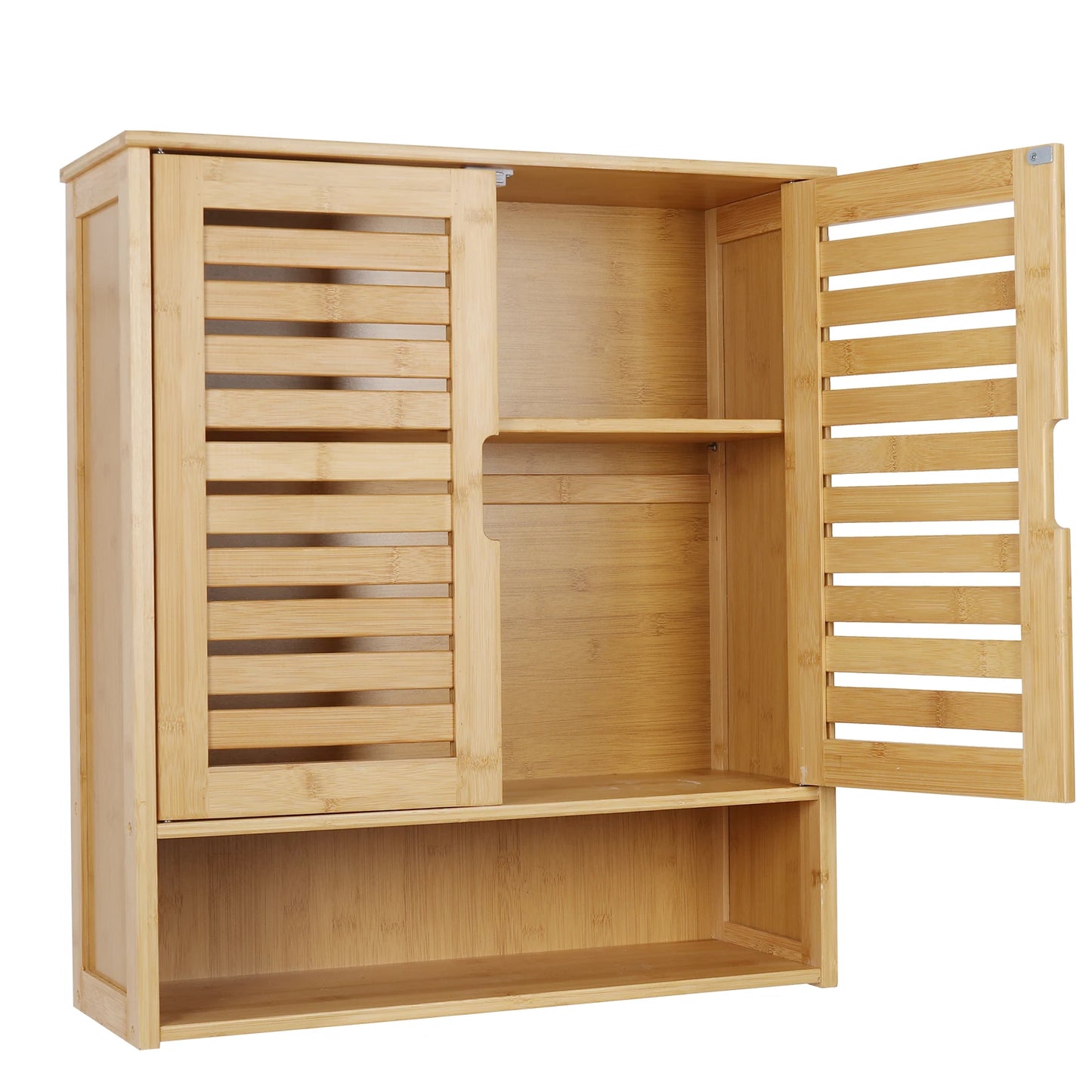 Wall Mounted Bathroom Bamboo Storage Cabinet Medicine Shelf