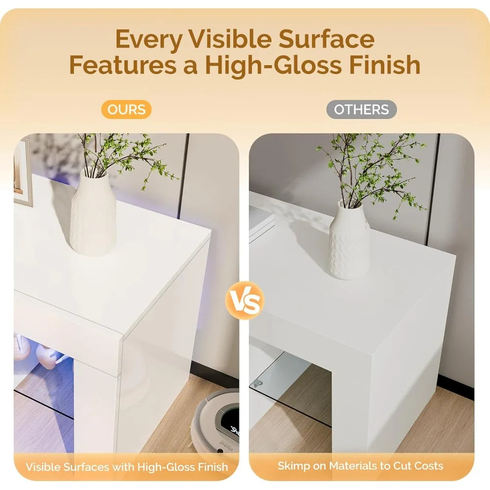 LED TV Stand 63 Inch Modern Entertainment Center with Storage and Lights