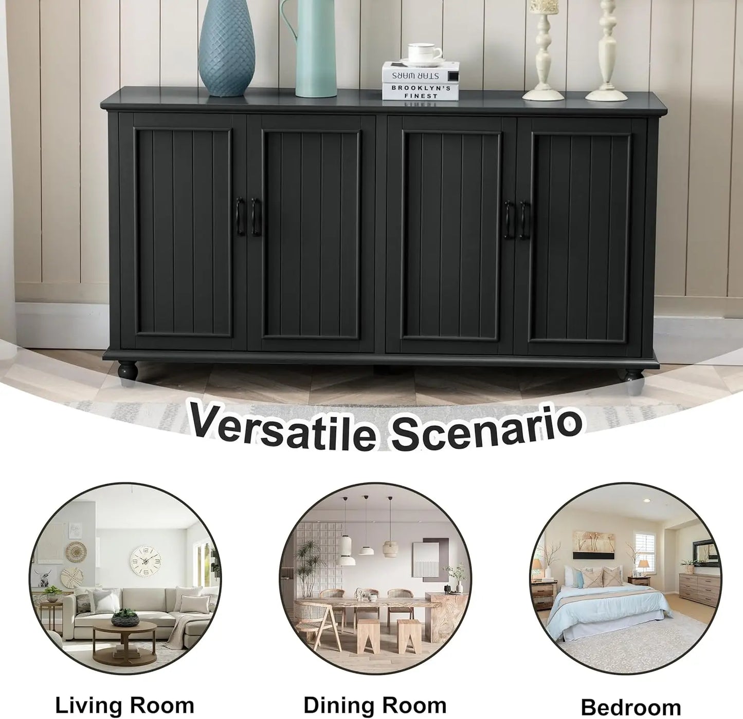 Buffet Cabinet Bar Cabinet Storage 62 Inch Sideboard for Kitchen Dining Room