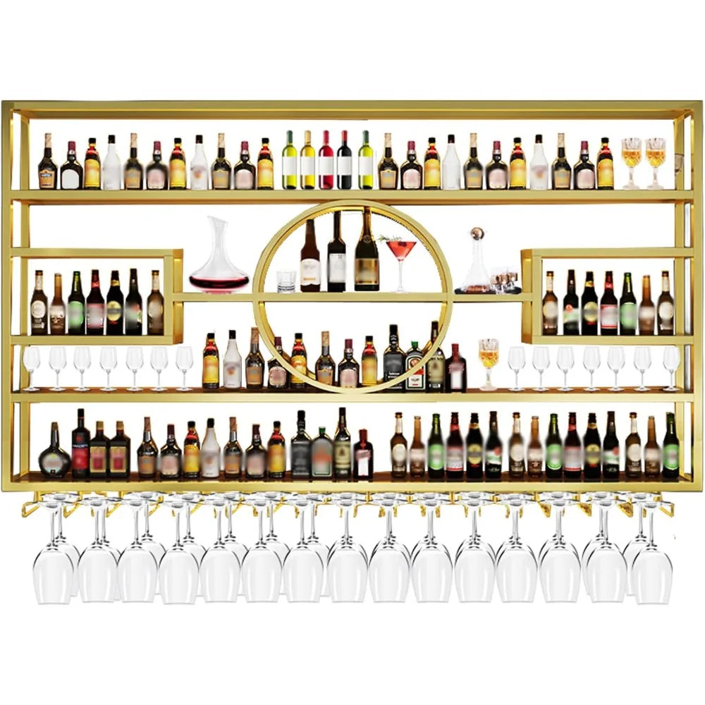 63in Wall Mounted Wine Rack Large Capacity Hanging Display Shelf