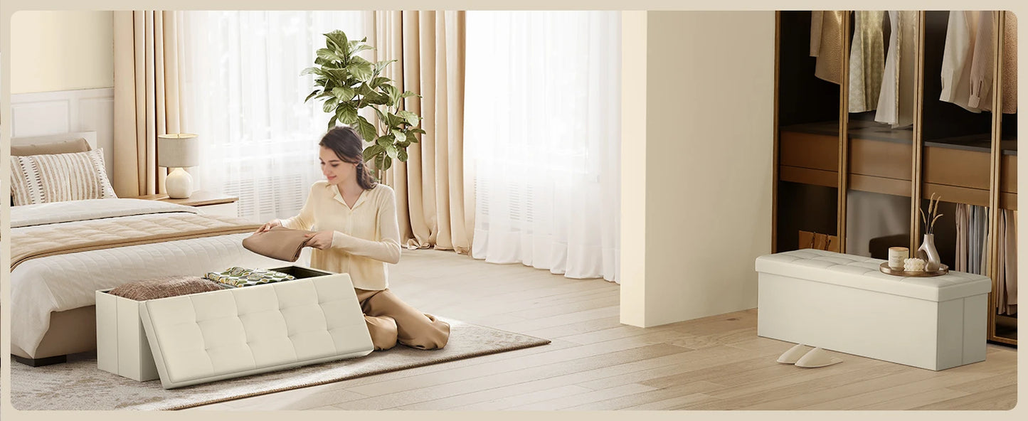 Ljustra 43 Inch Folding Storage Ottoman Bench Foot Rest Storage Chest