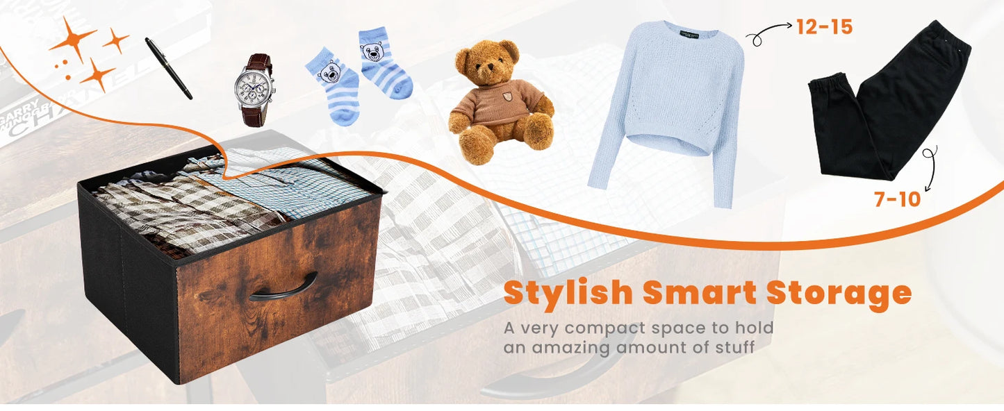 Ljustra Bedside Table with 10 Fabric Drawers Steel Frame Storage Unit