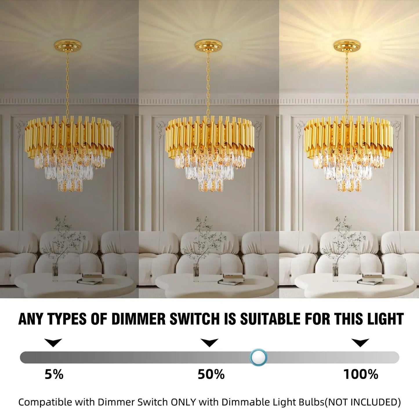 Modern Crystal Chandeliers Flush Mount Ceiling Light for Dining Room