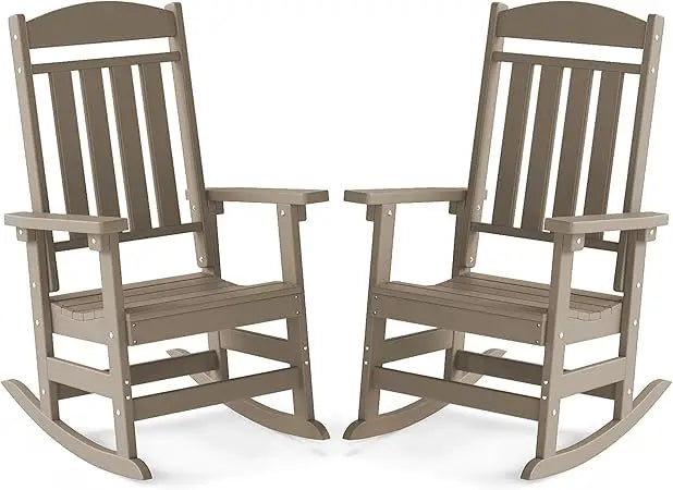 Patio Rocking Chairs Set of 2 HDPE All Weather Outdoor Rockers