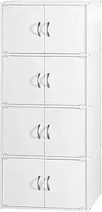 4 Shelf 8 Door Bookcase Cabinet Storage Organizer Furniture