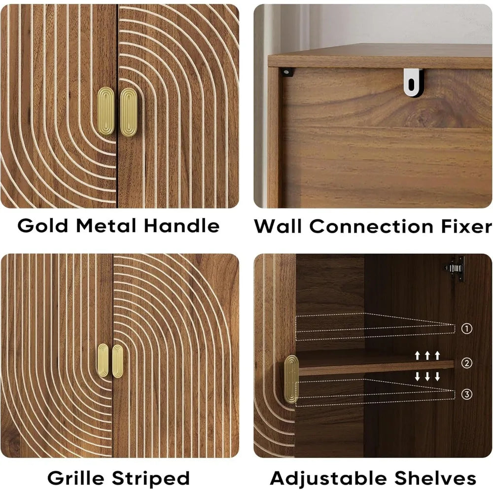 Small Accent Cabinet Rustic Sideboard Storage Buffet with 2 Doors