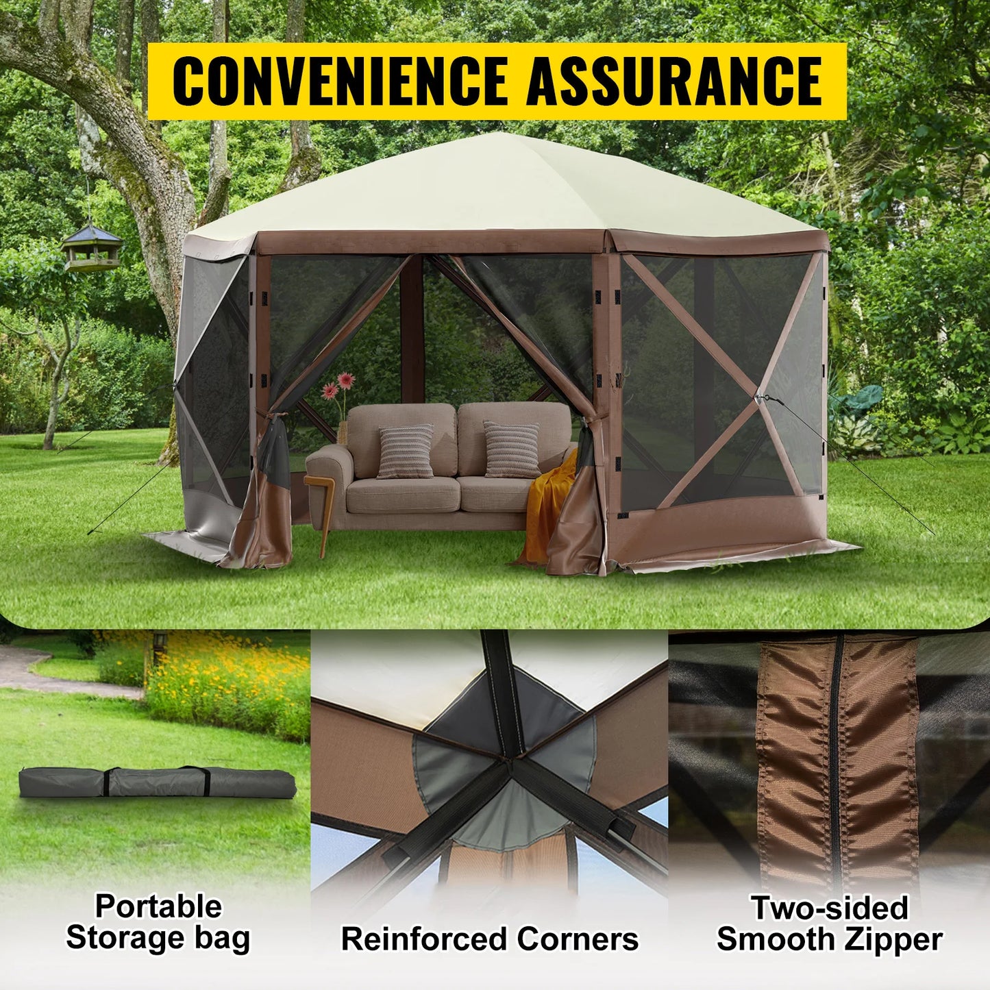 Ljustra Pop-up Camping Gazebo Tent 12' x 12' 10' x 10' Canopy Shelter