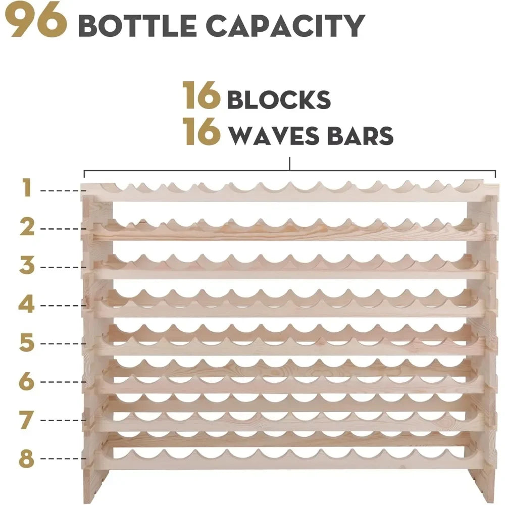 Stackable Modular Wooden Wine Rack Freestanding Wine Holder Display