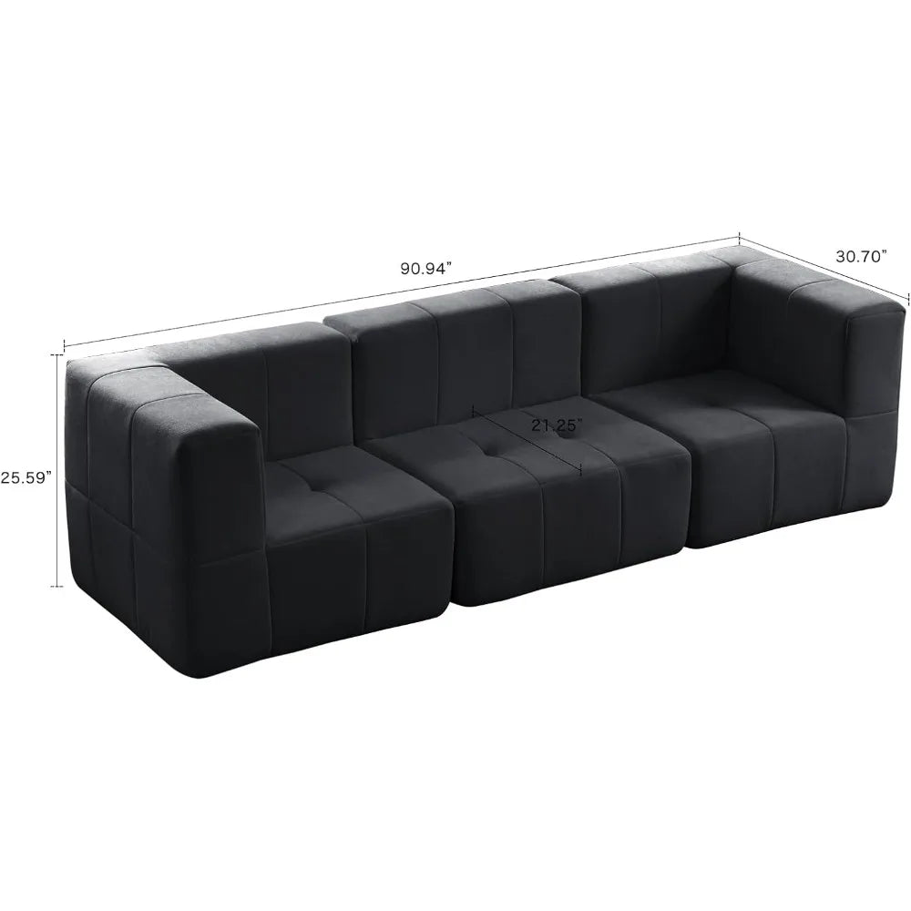 Ljustra Modular Sectional Sofa Modern Compressed 3-Seat Living Room Couch