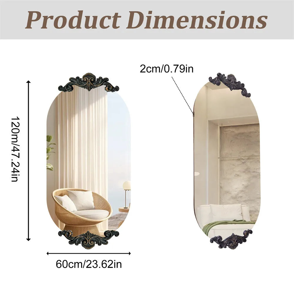 Antique Rustic Oval Wall Mirror for Entryway Bathroom Hallway Decor