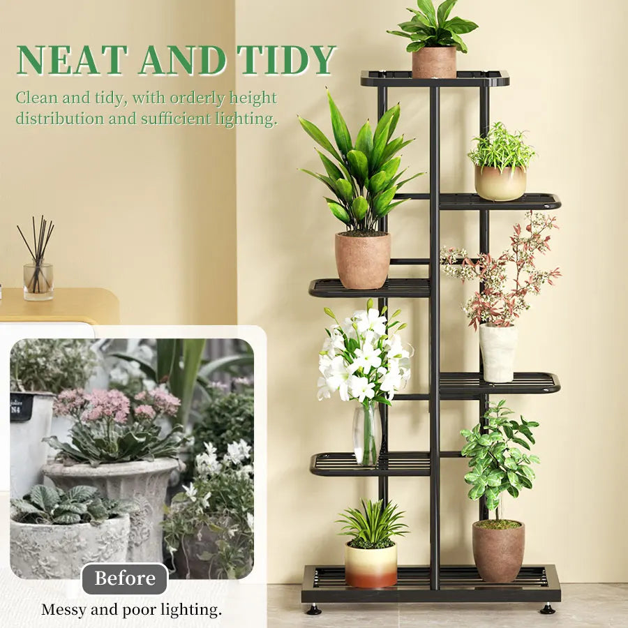 Ljustra Plant Shelves Iron Potted Flower Stand Indoor Outdoor Organizer