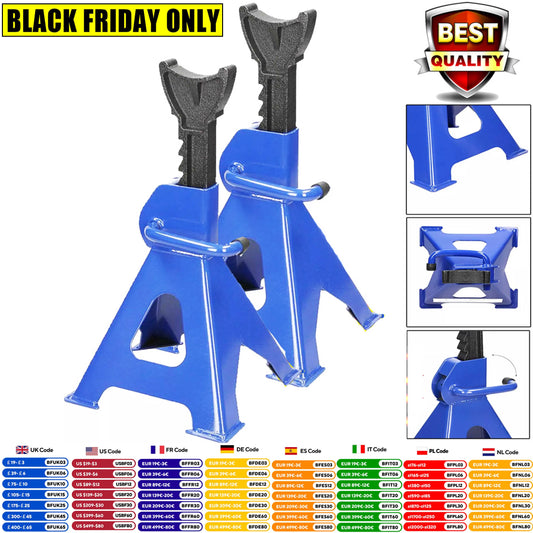 Heavy Duty 3 Ton Axle Stands Car Van Garage Workshop Tool 2 Pieces